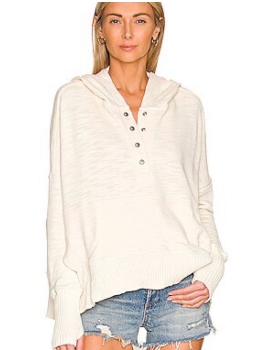 Free People Solid Honey Dove Pullover Brushed Sail/ S